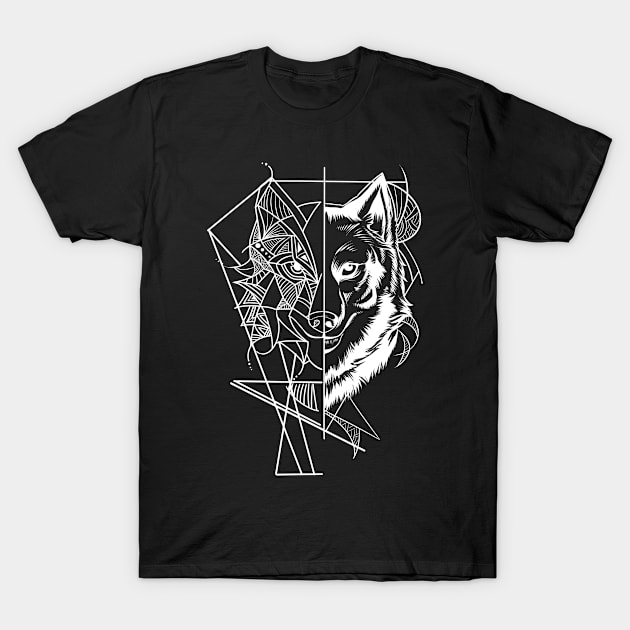 Wolf Gift Product Awesome Geometric Wolf Print T-Shirt by Linco